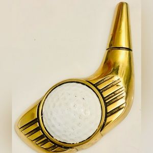Vtg Gold club brass made paper weight